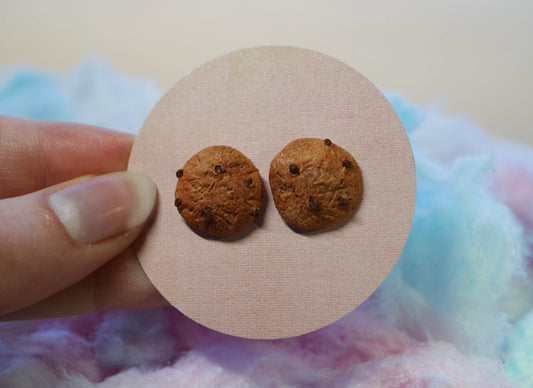 Chocolate Chip Cookie Handmade Stud Earrings