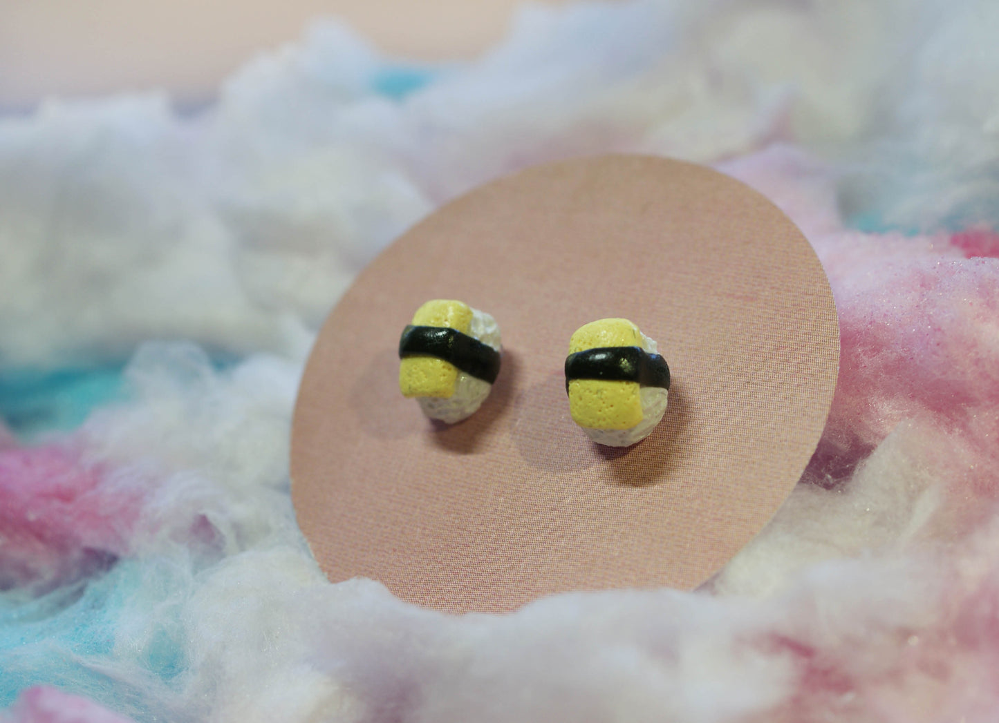 Tamagoyaki Egg Sushi Handmade Stud Earrings