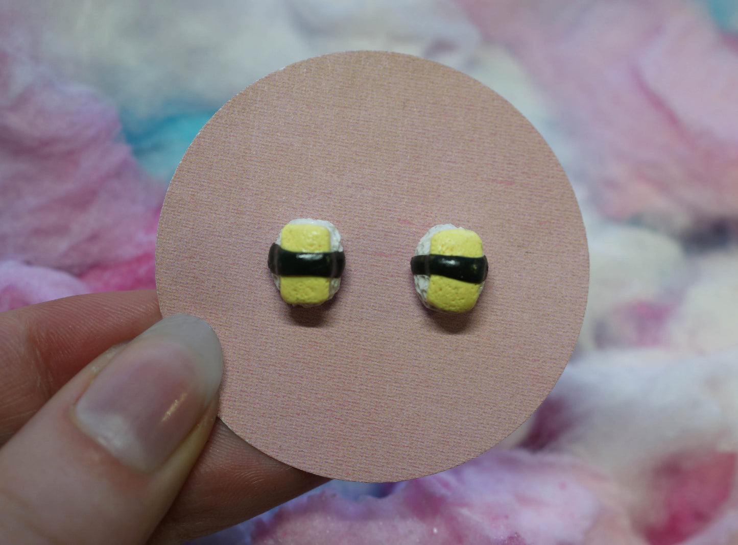 Tamagoyaki Egg Sushi Handmade Stud Earrings