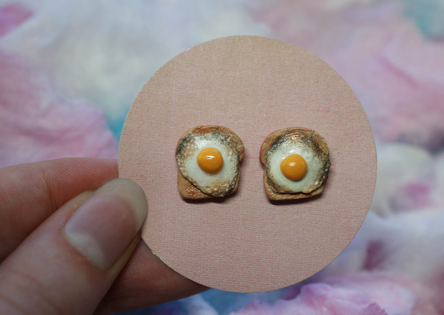 Fried Eggs on Toast Handmade Stud Earrings