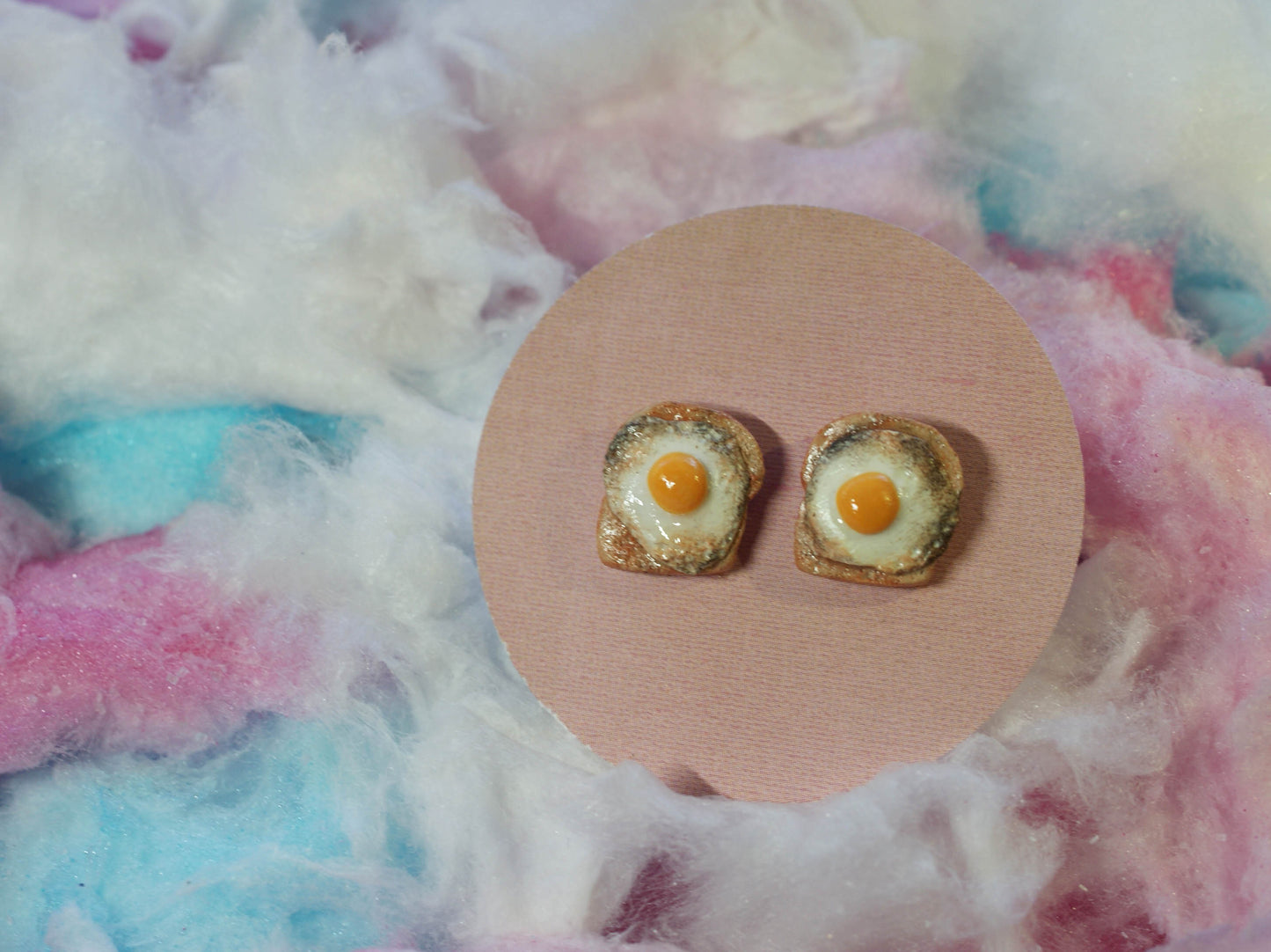 Fried Eggs on Toast Handmade Stud Earrings