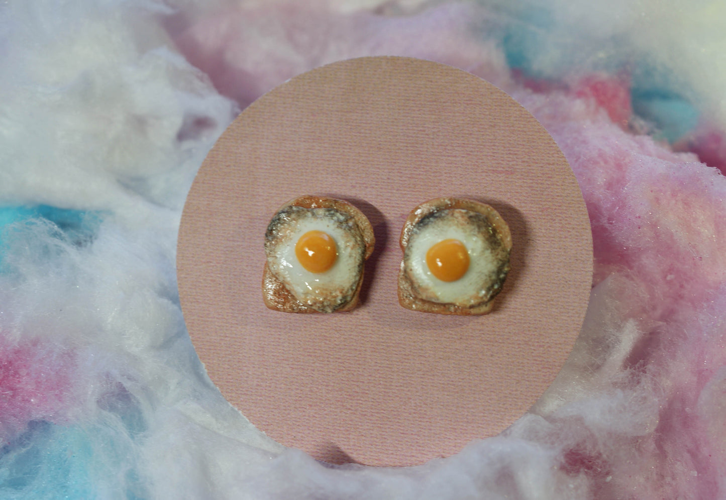 Fried Eggs on Toast Handmade Stud Earrings