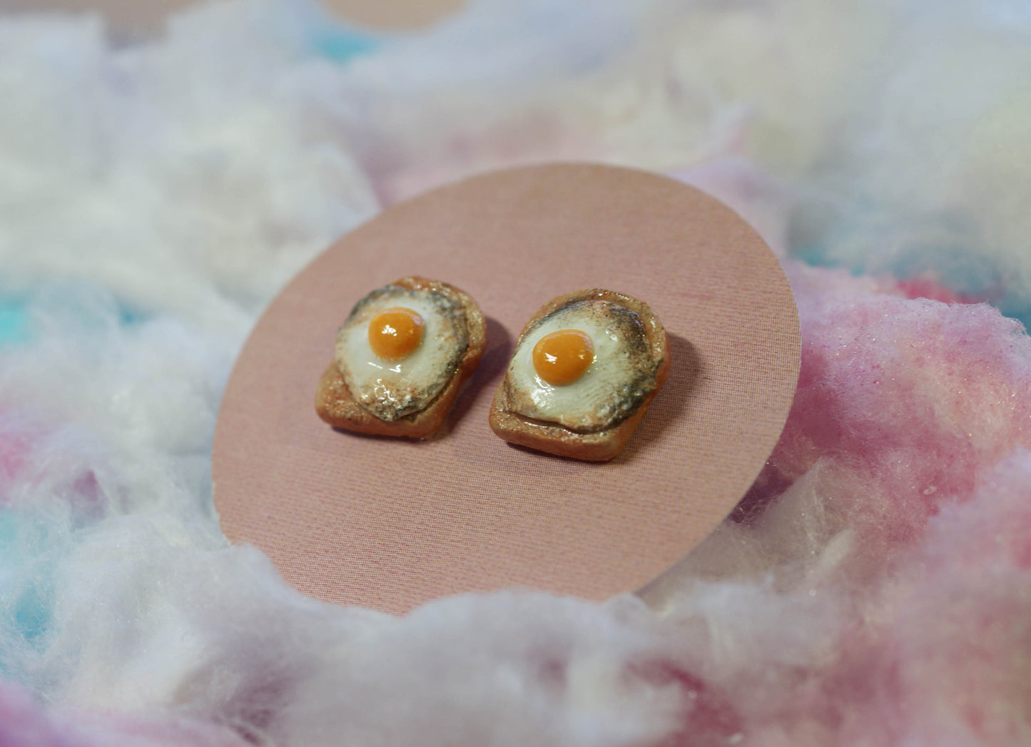 Fried Eggs on Toast Handmade Stud Earrings