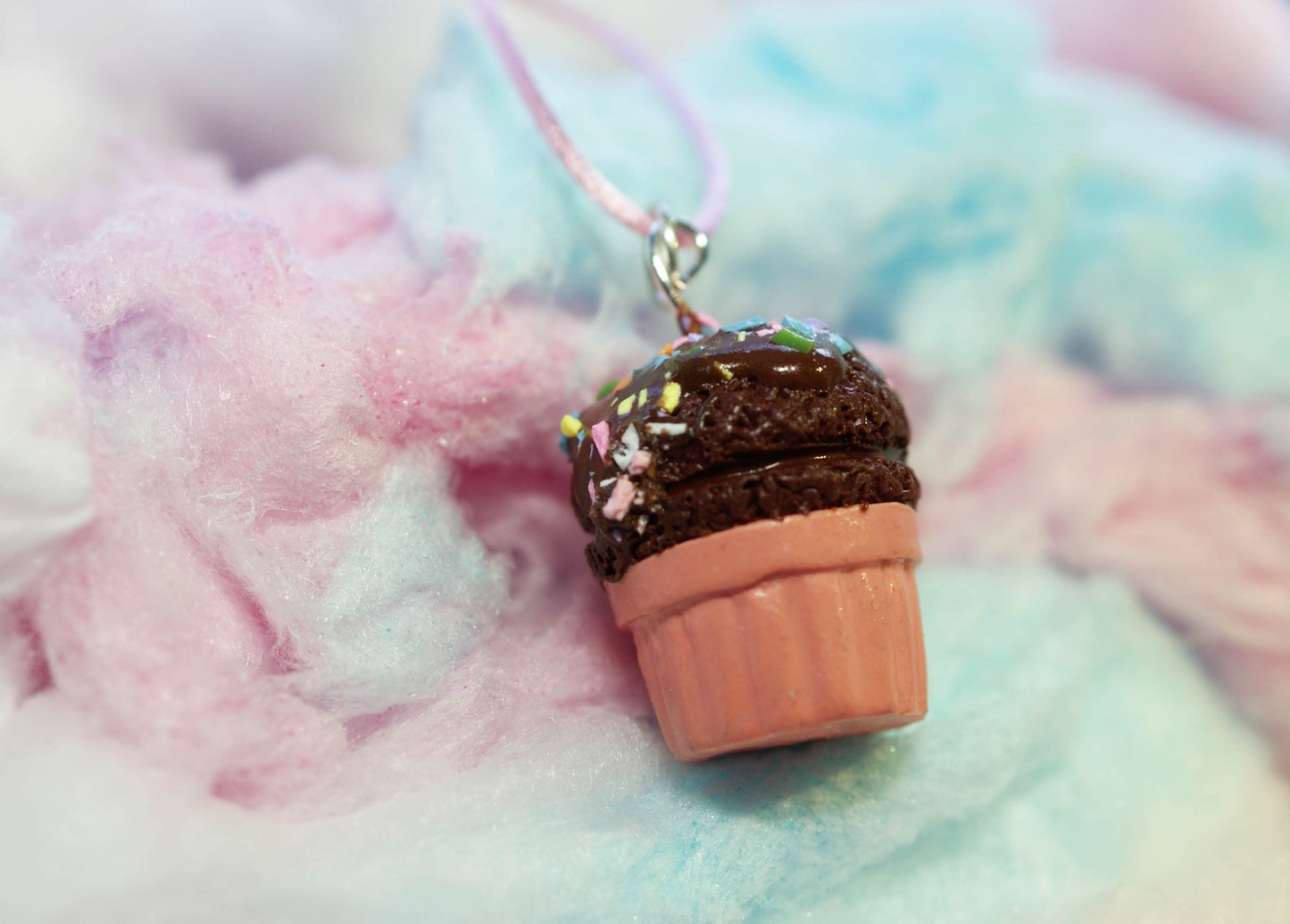 Chocolate Fudge Ice Cream Cup Handmade Necklace