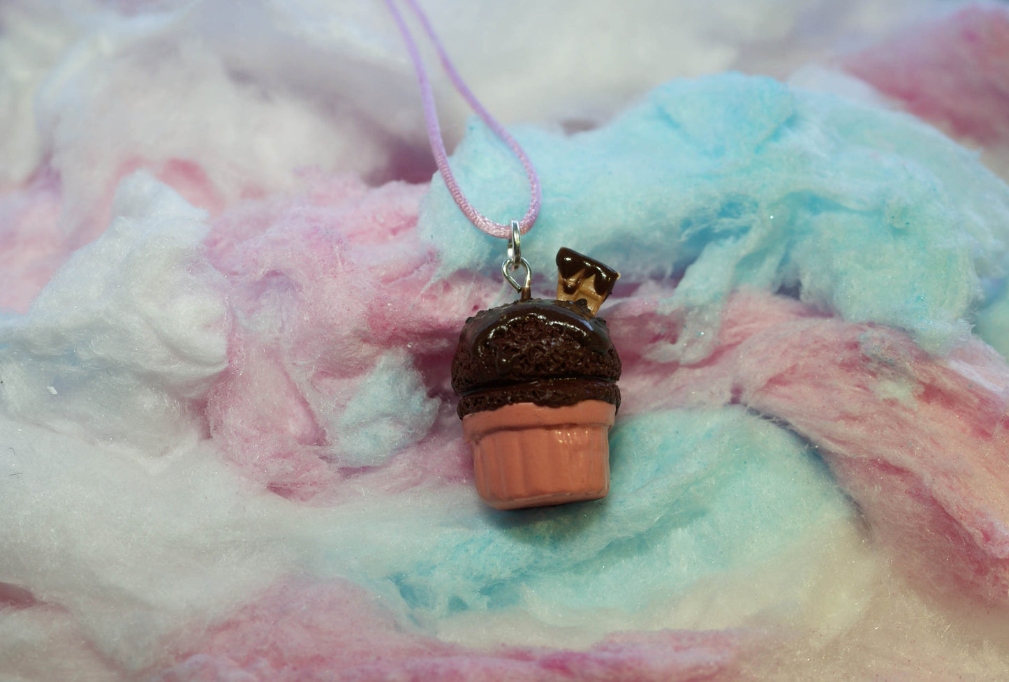 Chocolate Ice Cream Cup with Fudge Sauce Handmade Necklace