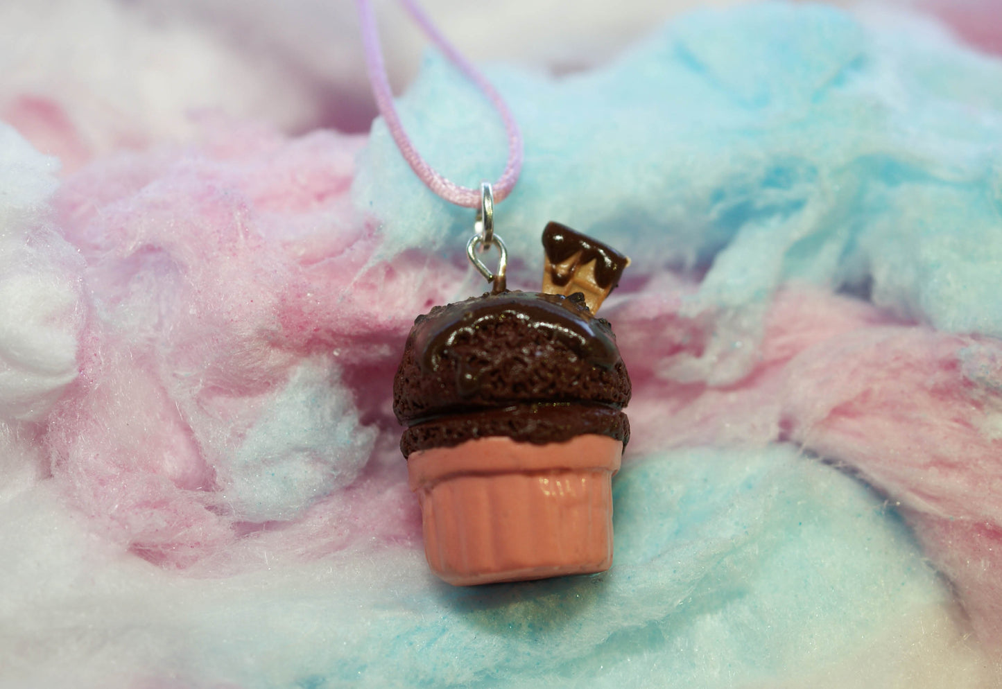 Chocolate Ice Cream Cup with Fudge Sauce Handmade Necklace