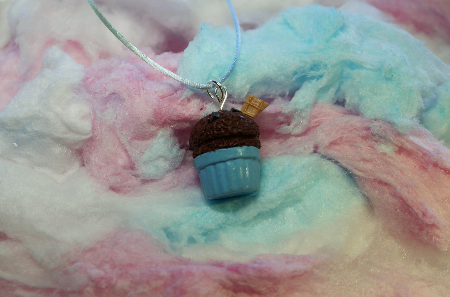 Chocolate Brownie Chunk Ice Cream Cup Handmade Necklace