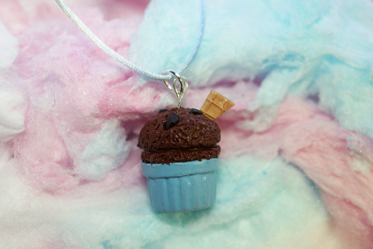 Chocolate Brownie Chunk Ice Cream Cup Handmade Necklace