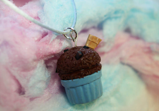 Chocolate Brownie Chunk Ice Cream Cup Handmade Necklace