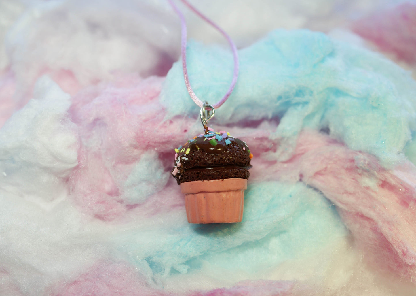 Chocolate Fudge Ice Cream Cup Handmade Necklace