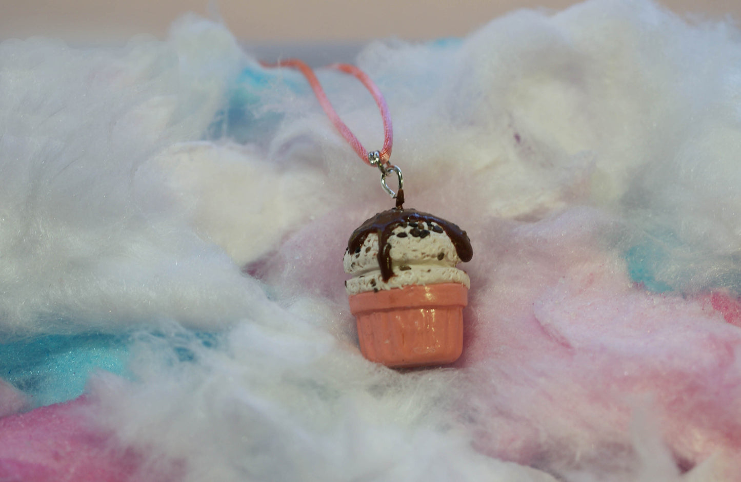 Cookies and Cream Ice Cream Cup Handmade Necklace