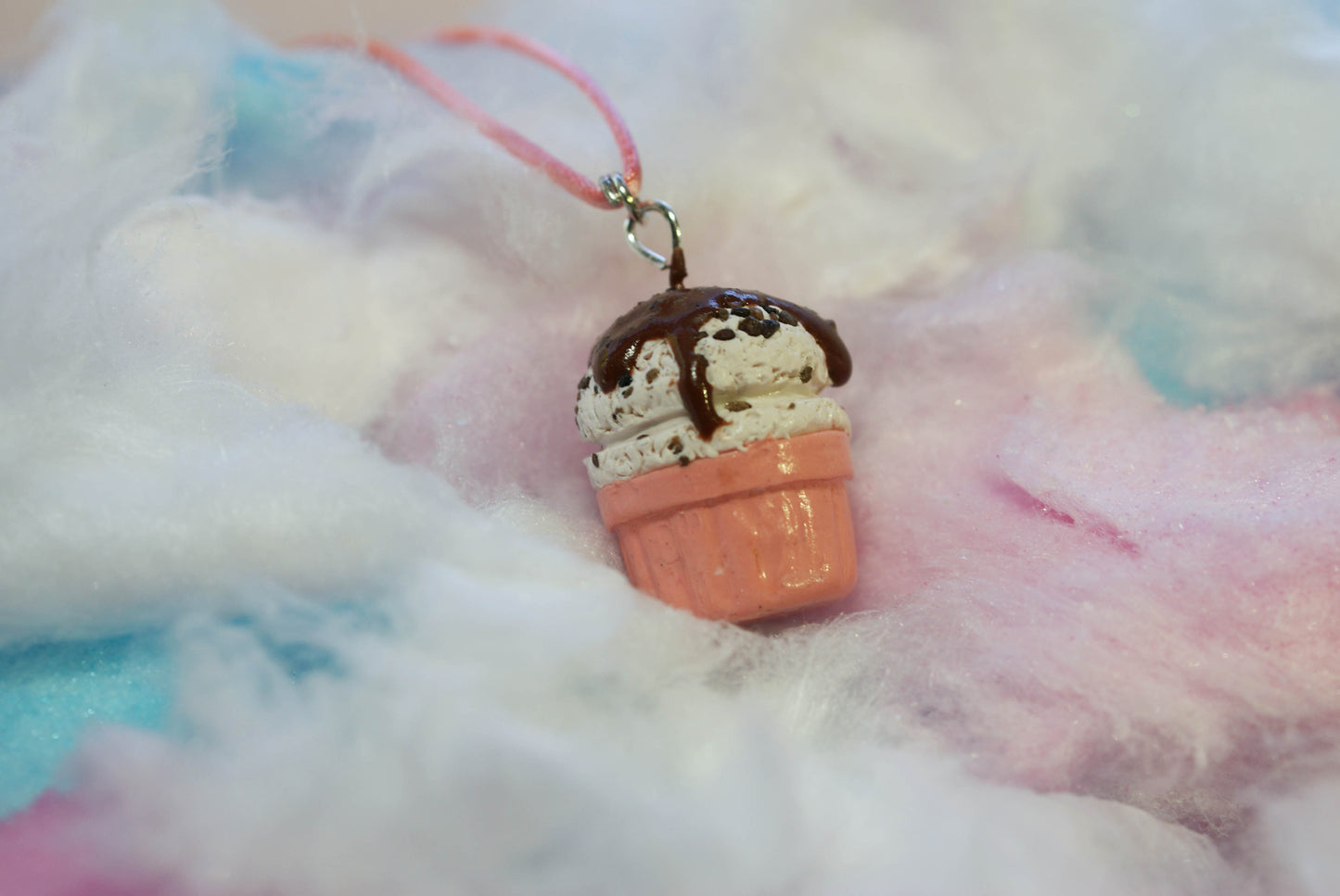 Cookies and Cream Ice Cream Cup Handmade Necklace