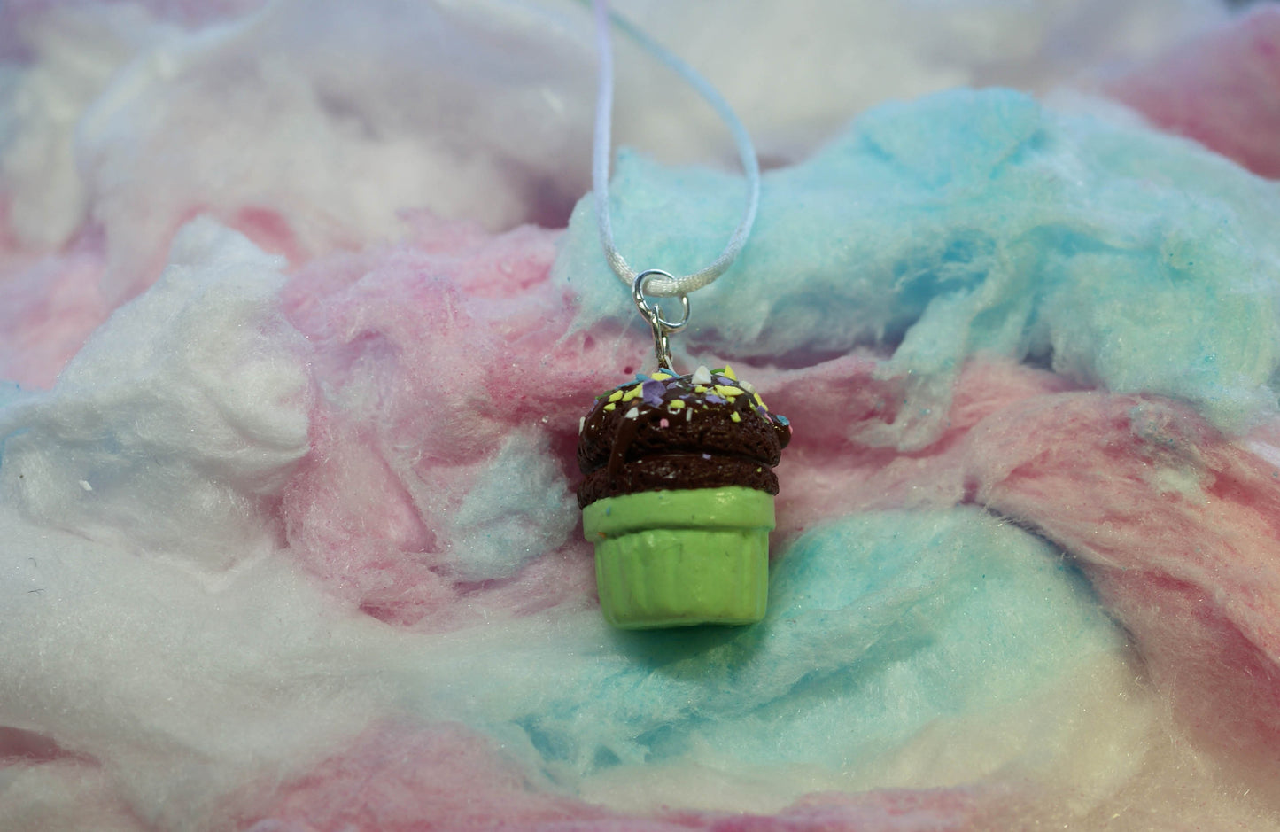 Chocolate Fudge with Sprinkles Ice Cream Cup Handmade Necklace