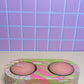 Pink, Green and White Marbled Oval Double Tealight Candle Holder