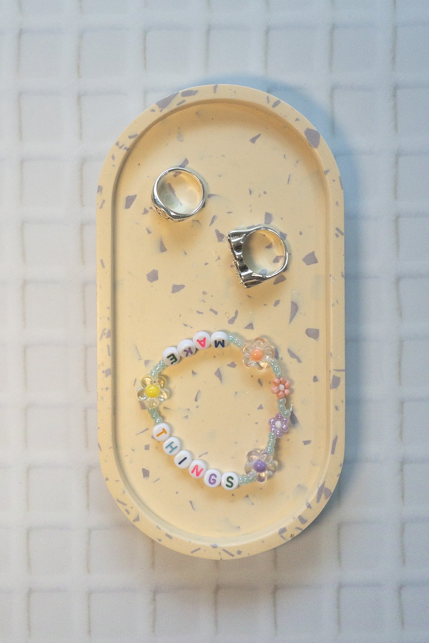 Peach and Lilac Terrazzo Oval Trinket Tray