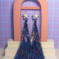 Lilac and Yellow Daisy + Multicoloured Tinsel Party Earrings