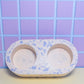Peach and Lilac Terrazzo Oval Double Tealight Candle Holder