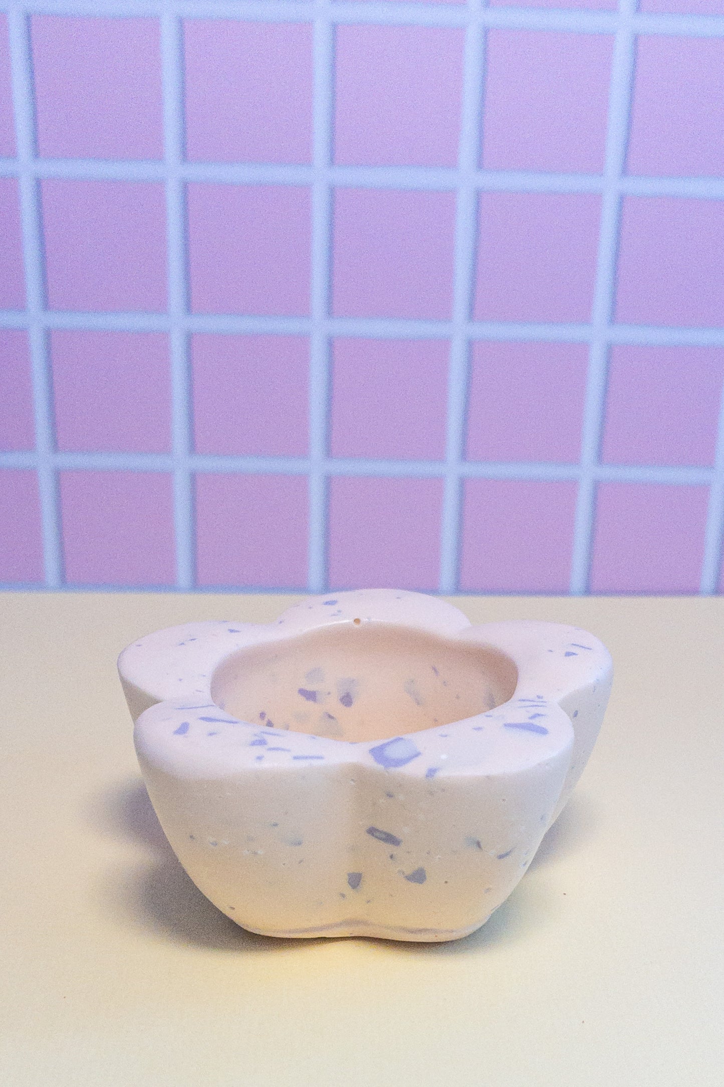 Peach and Lilac Terrazzo Daisy Tealight Candle Holder