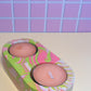 Pink, Green and White Marbled Oval Double Tealight Candle Holder