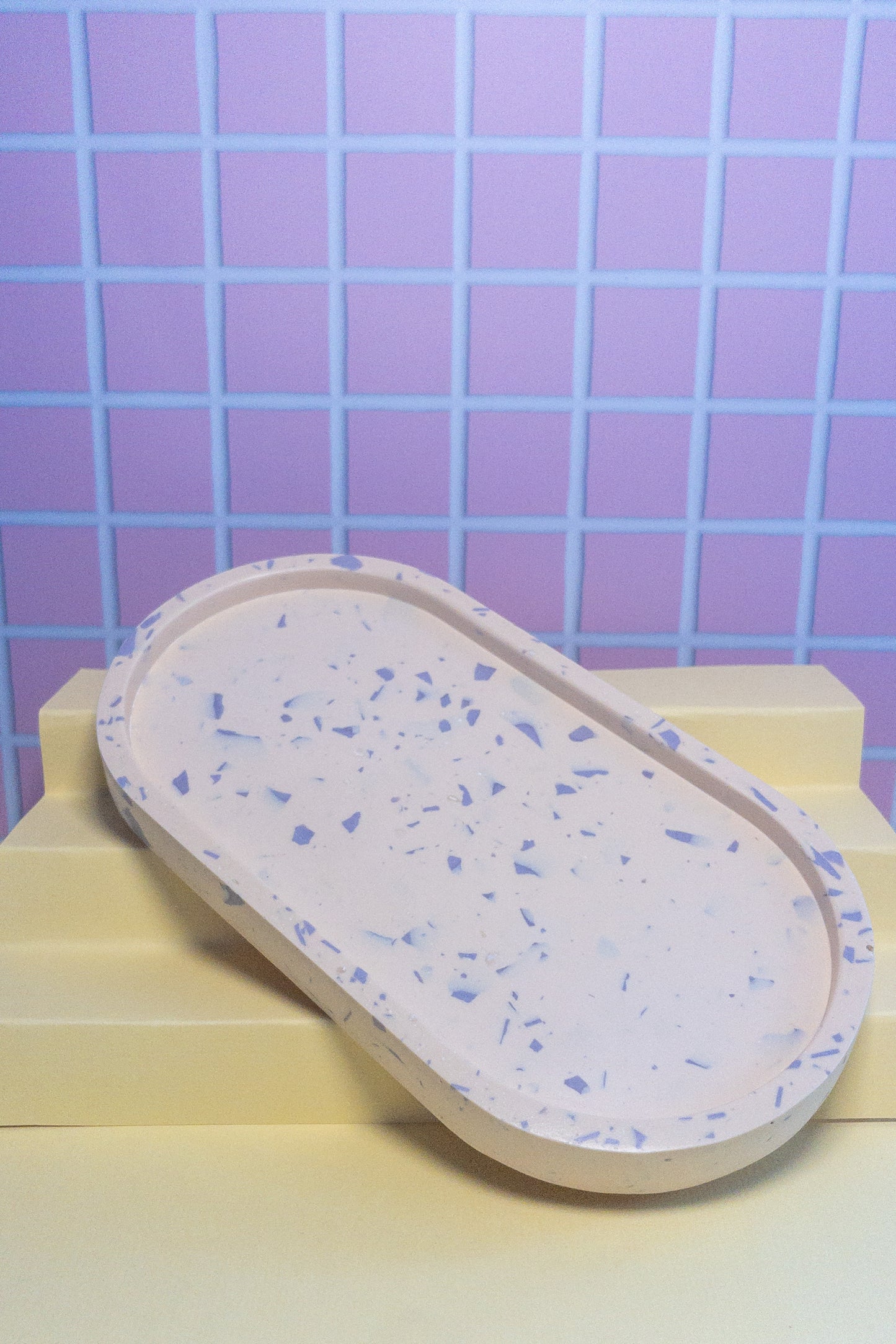 Peach and Lilac Terrazzo Oval Trinket Tray