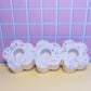 White and Lilac Terrazzo Daisy Chain Triple Taper Candle Holder