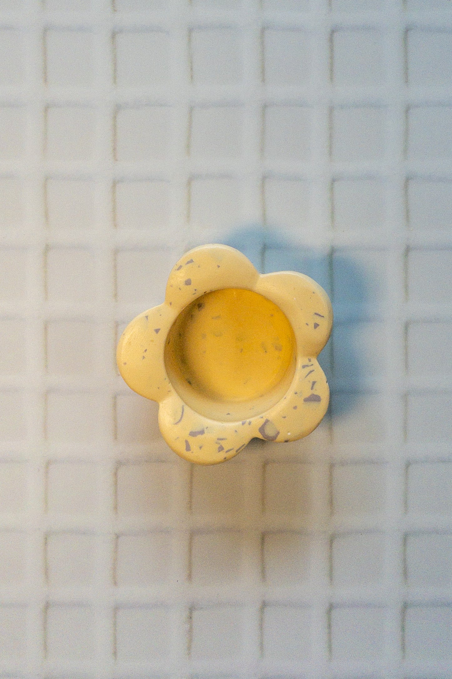 Peach and Lilac Terrazzo Daisy Tealight Candle Holder