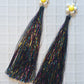 White and Yellow Daisy + Multicoloured Tinsel Party Earrings