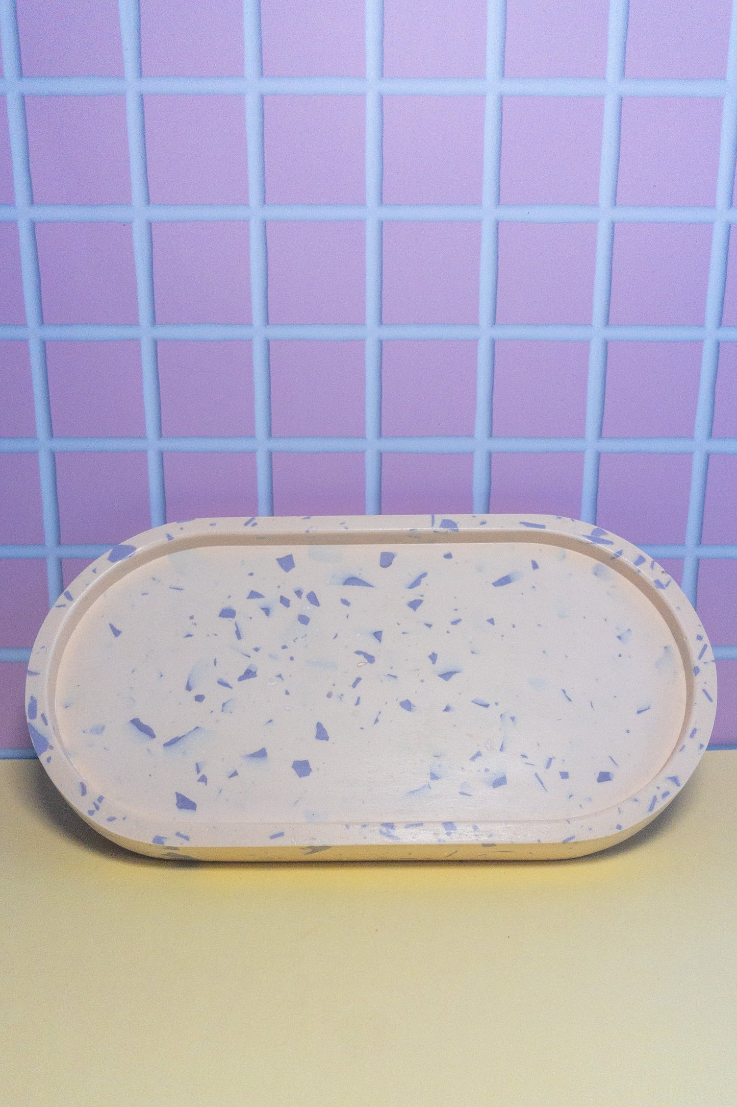 Peach and Lilac Terrazzo Oval Trinket Tray