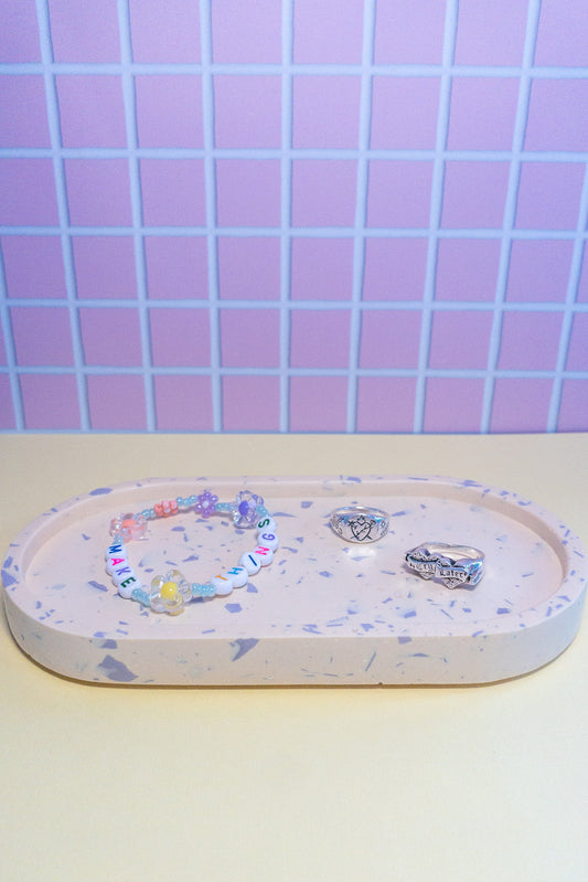 Peach and Lilac Terrazzo Oval Trinket Tray