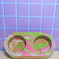 Pink, Green and White Marbled Oval Double Tealight Candle Holder