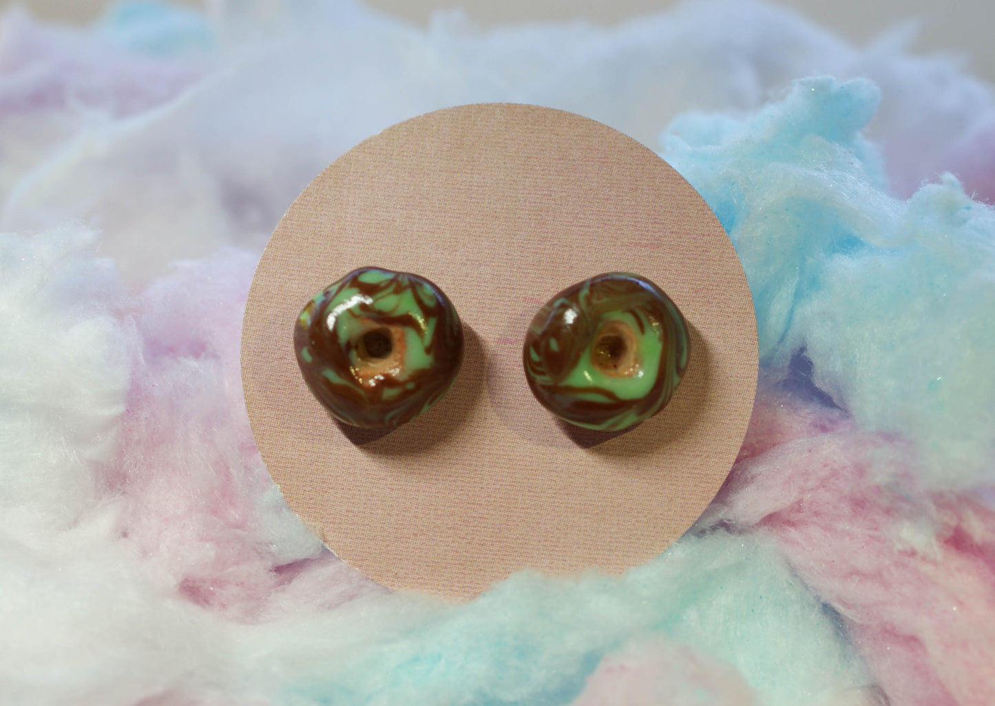 Choc-Mint Donut Handmade Stud Earrings