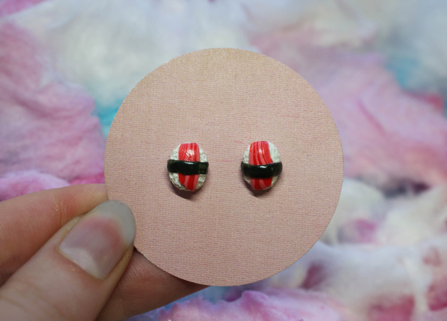 Salmon Nigiri Sushi Handmade Stud Earrings