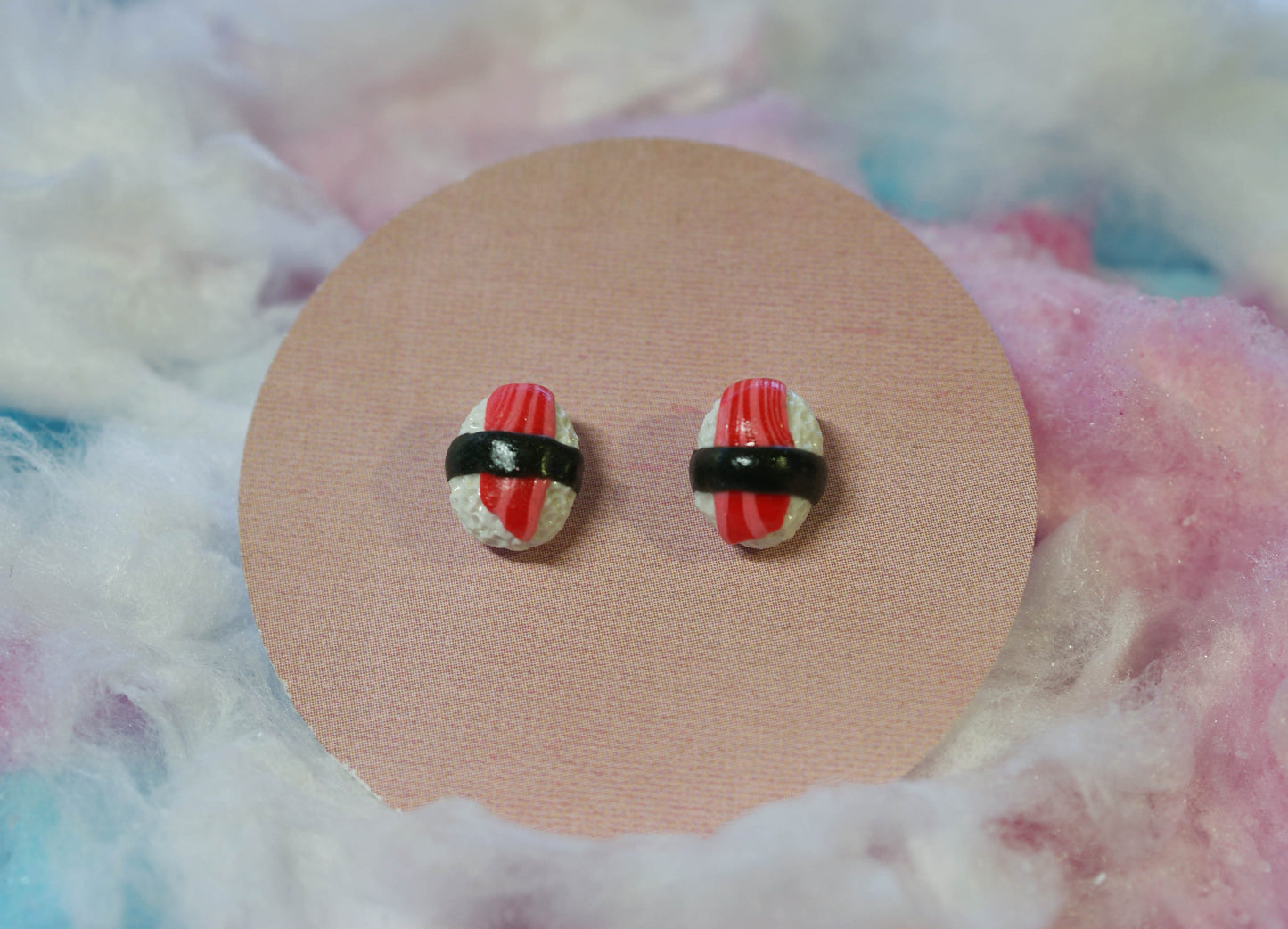 Salmon Nigiri Sushi Handmade Stud Earrings