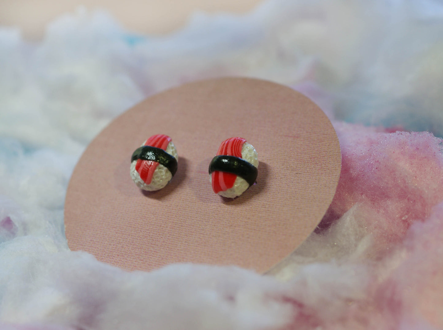 Salmon Nigiri Sushi Handmade Stud Earrings