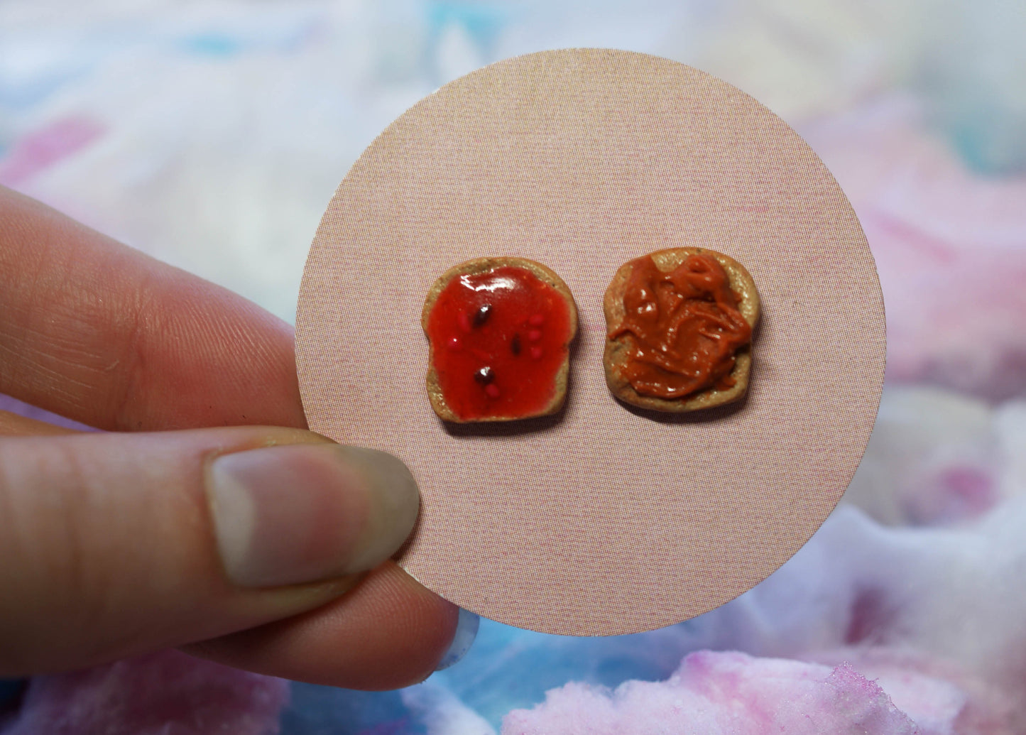 Peanut Butter and Jelly Handmade Stud Earrings