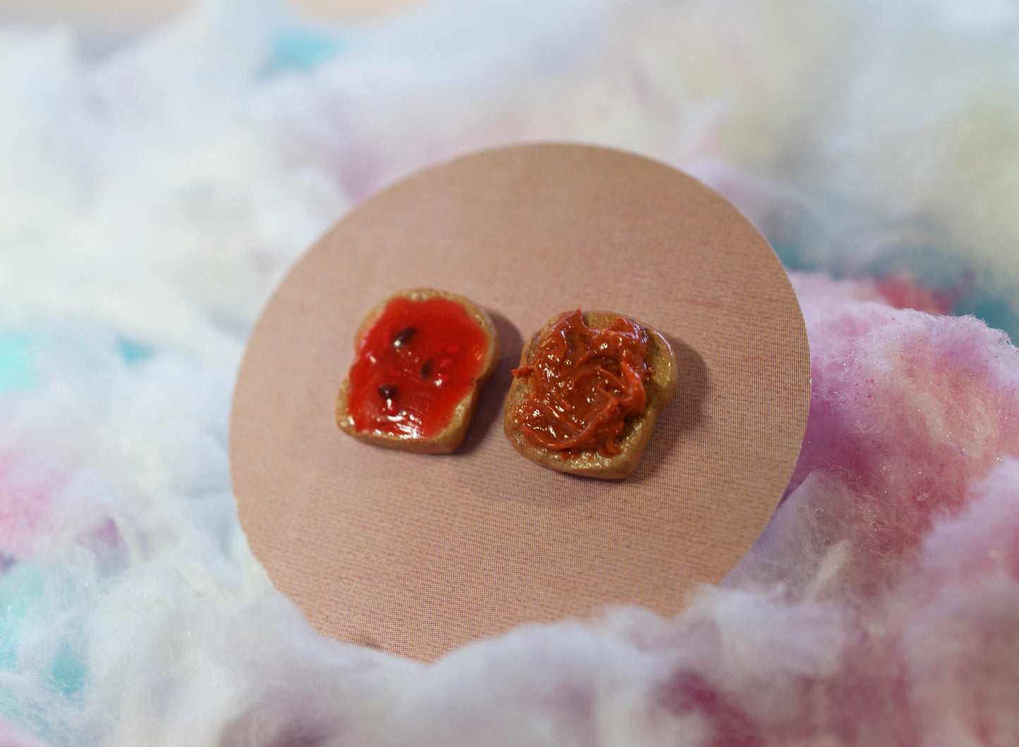 Peanut Butter and Jelly Handmade Stud Earrings