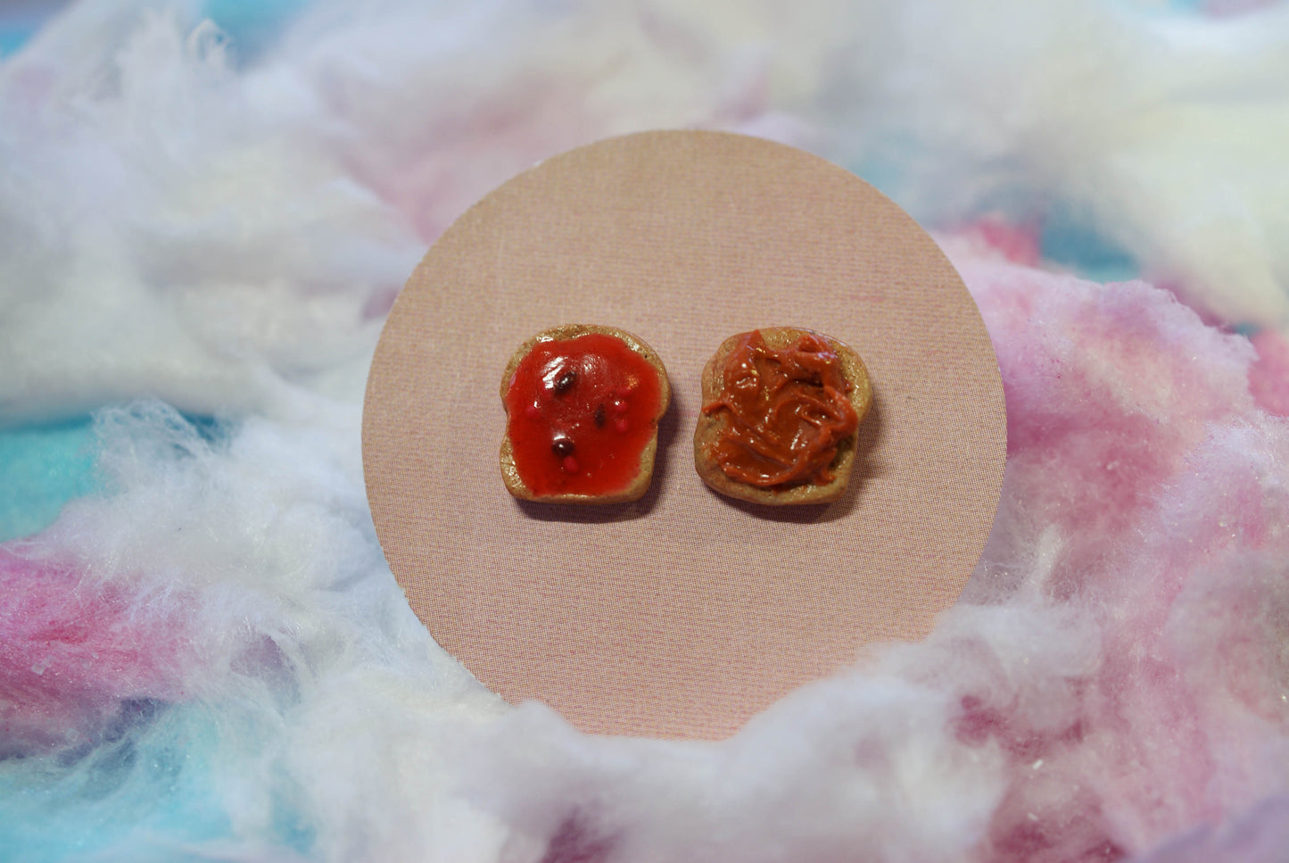 Peanut Butter and Jelly Handmade Stud Earrings