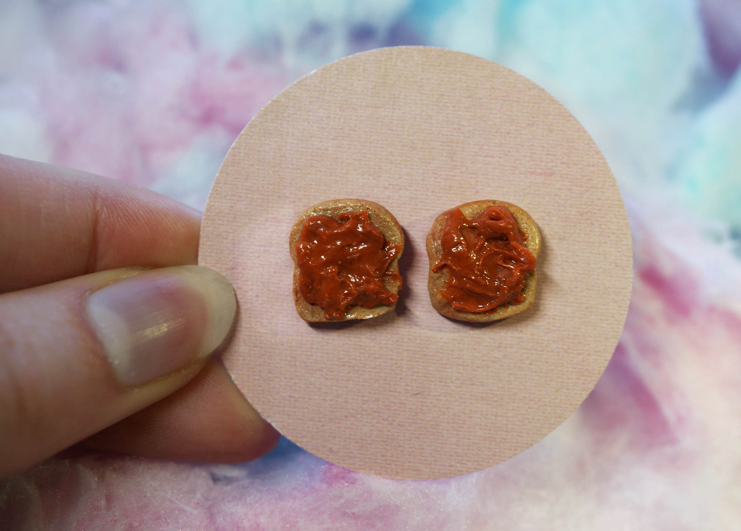 Peanut Butter on Toast Handmade Stud Earrings