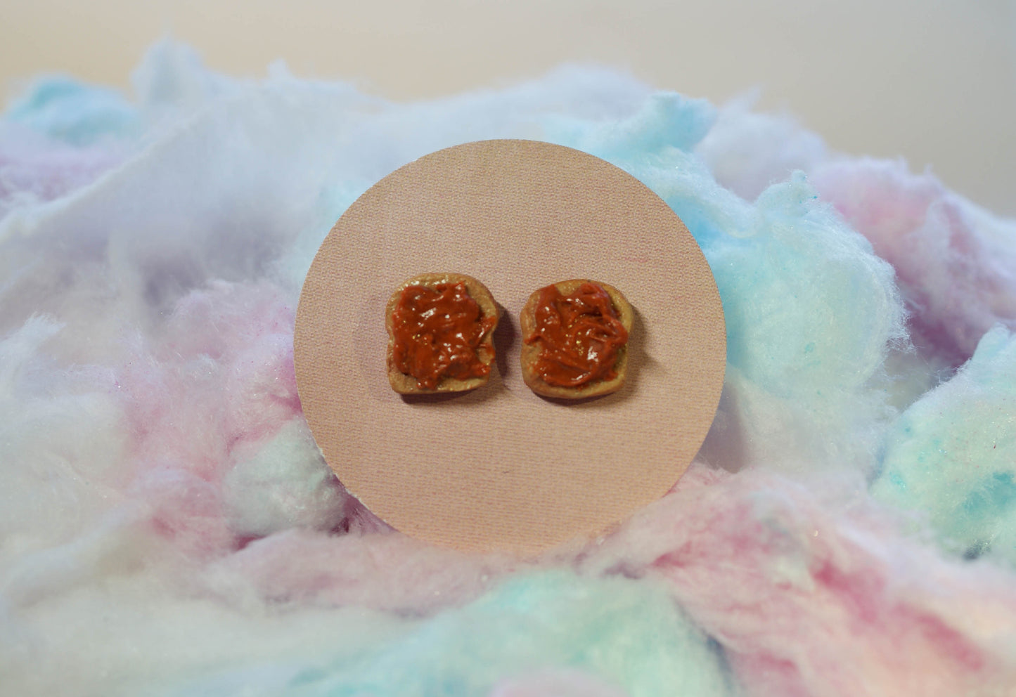 Peanut Butter on Toast Handmade Stud Earrings