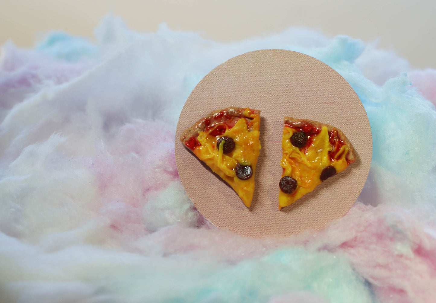 Pepperoni Pizza Slice Handmade Stud Earrings