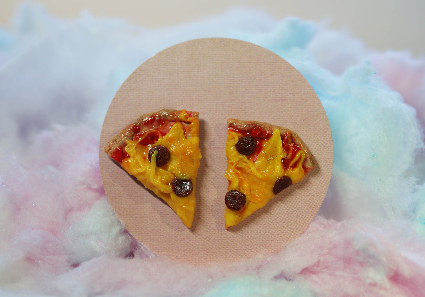 Pepperoni Pizza Slice Handmade Stud Earrings