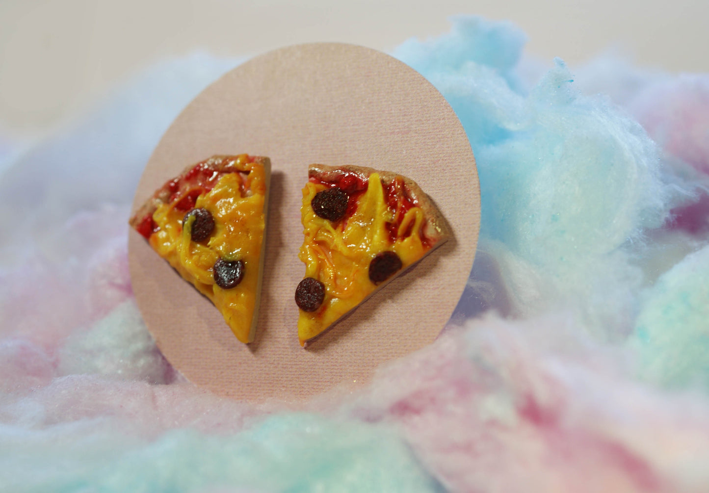 Pepperoni Pizza Slice Handmade Stud Earrings