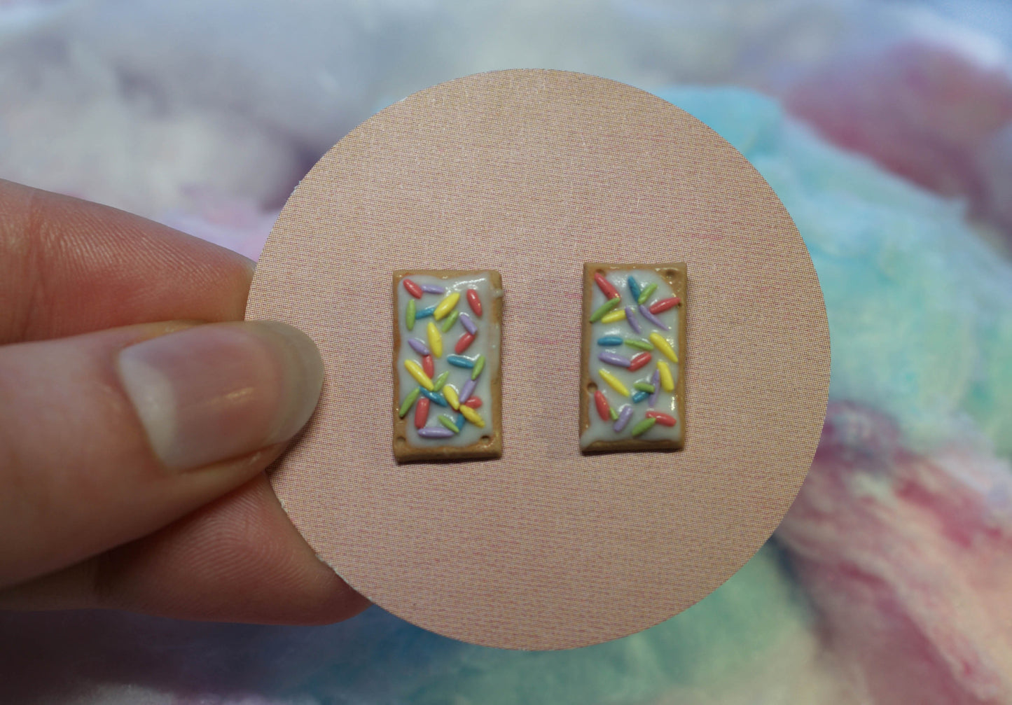 Vanilla Sprinkle Pop-Tart Handmade Stud Earrings