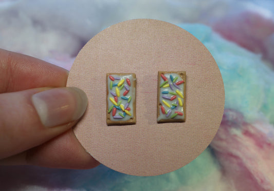 Vanilla Sprinkle Pop-Tart Handmade Stud Earrings