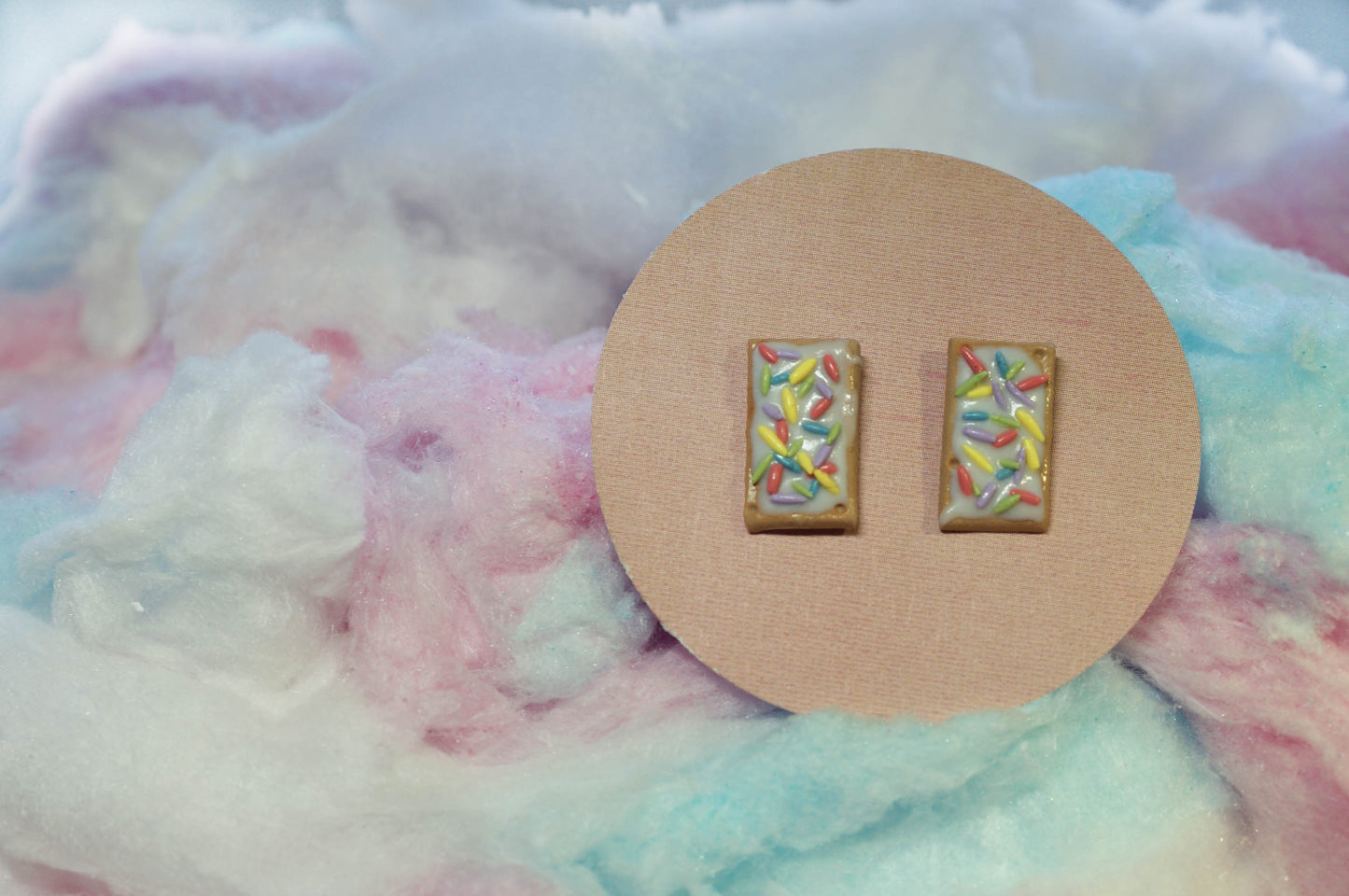 Vanilla Sprinkle Pop-Tart Handmade Stud Earrings