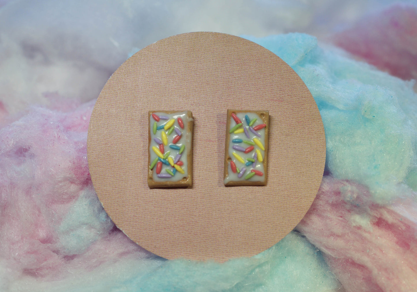 Vanilla Sprinkle Pop-Tart Handmade Stud Earrings