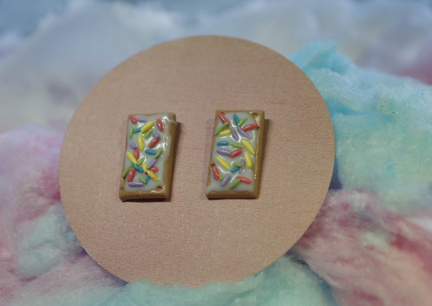 Vanilla Sprinkle Pop-Tart Handmade Stud Earrings