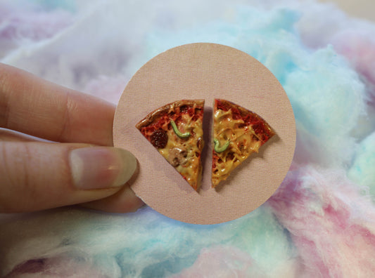 Supreme Pizza Slice Handmade Stud Earrings