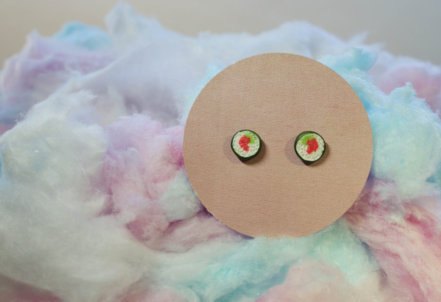 Salmon Sushi Roll Handmade Stud Earrings