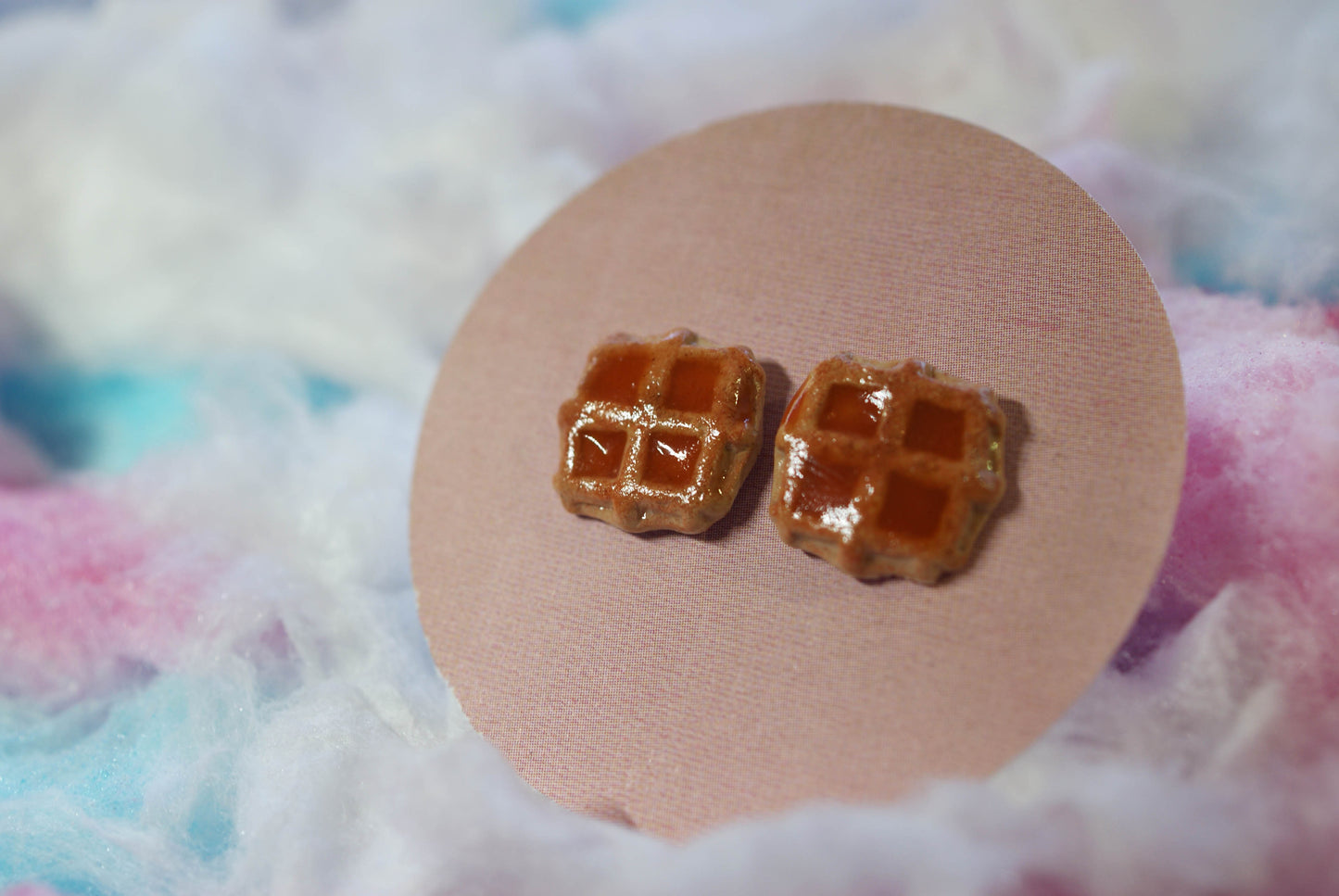 Waffles with Syrup Handmade Stud Earrings